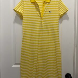 Medium Lacoste Yellow & White Striped Polo Mini Dress